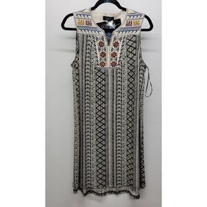 Papillon Boho Peasant Embroidered Casual Shift Dress Large Sleeveless High Low